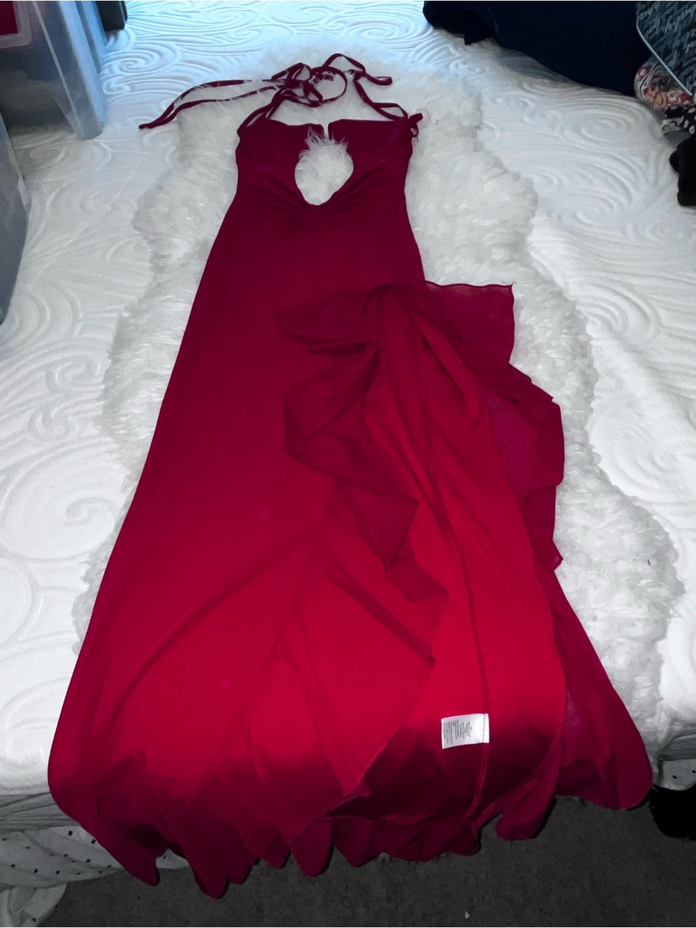 Red Backless Cutout Maxi Dress with High Slit - Picture 11 of 11